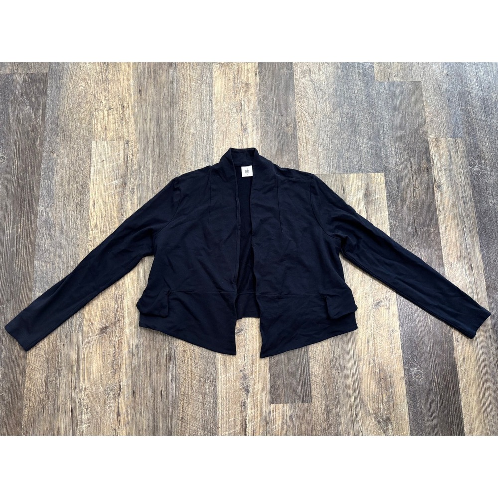Cabi Black Open Front Cardigan Modal Cotton Blend Jacket Style 5153 Womens L